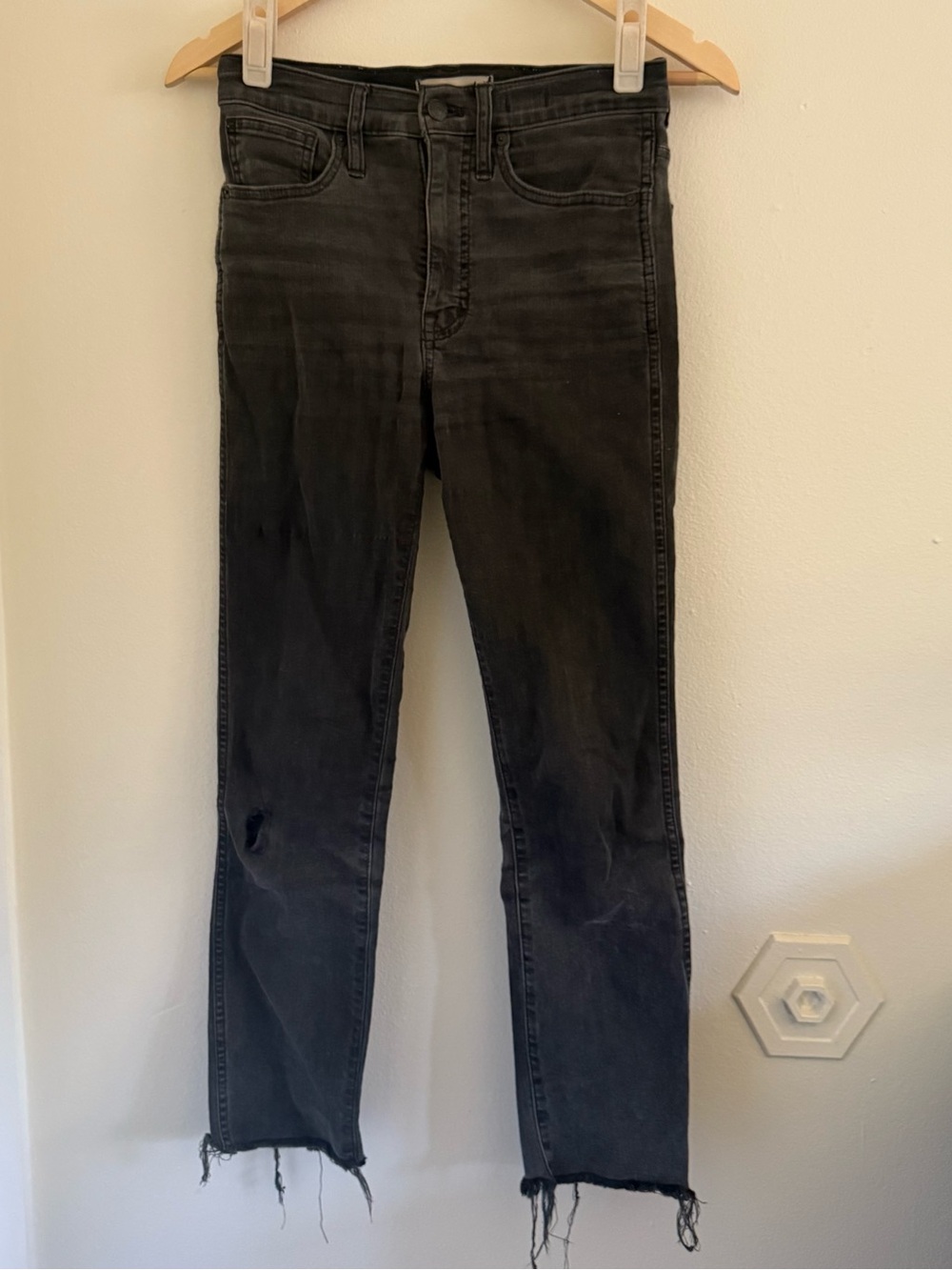 Madewell Black Stovepipe Jeans with Raw Hem
